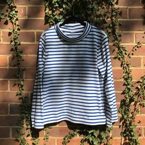 J Crew Mock Neck Striped Long Sleeve Top